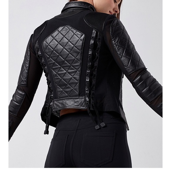 Blanc Noir Leather & Mesh Moto Jacket - Picture 8 of 13
